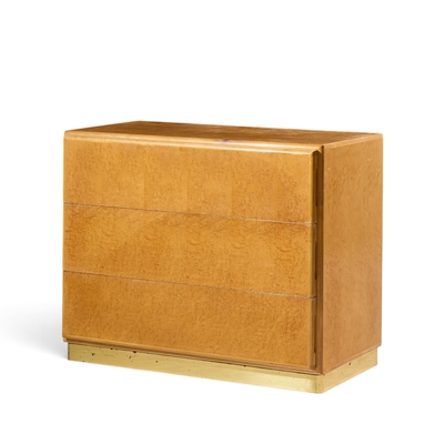 Milo Baughman Milo Baughman for Thayer Coggin Birdseye Maple Brass Chest of Drawers Dresser