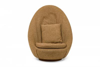 Milo Baughman Milo Baughman for Thayer Coggin Brown Upholstered Egg Swivel Lounge Chair
