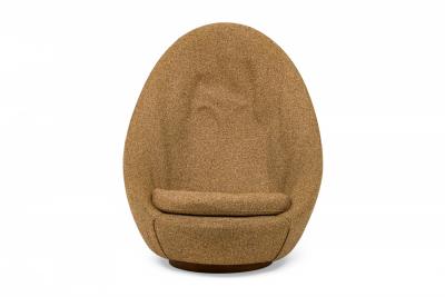 Milo Baughman Milo Baughman for Thayer Coggin Brown Upholstered Egg Swivel Lounge Chair