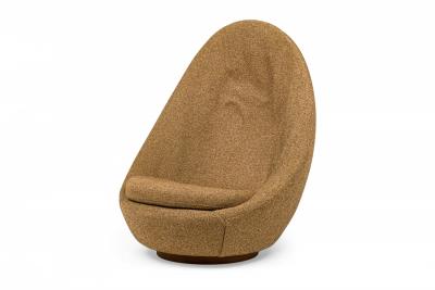 Milo Baughman Milo Baughman for Thayer Coggin Brown Upholstered Egg Swivel Lounge Chair