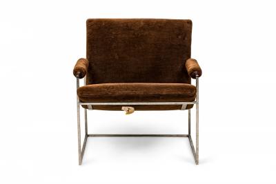 Milo Baughman Milo Baughman for Thayer Coggin Brown Upholstered Scoop Lounge Armchair