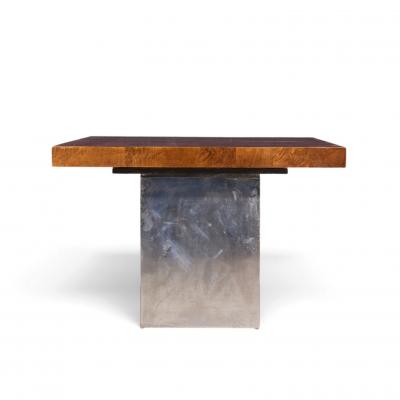 Milo Baughman Milo Baughman for Thayer Coggin Burlwood and Chrome Dining Table with 2 Leaves