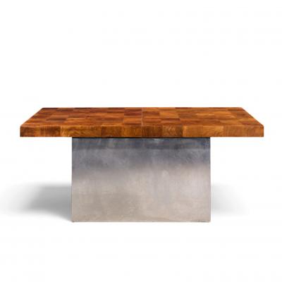 Milo Baughman Milo Baughman for Thayer Coggin Burlwood and Chrome Dining Table with 2 Leaves