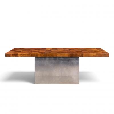 Milo Baughman Milo Baughman for Thayer Coggin Burlwood and Chrome Dining Table with 2 Leaves
