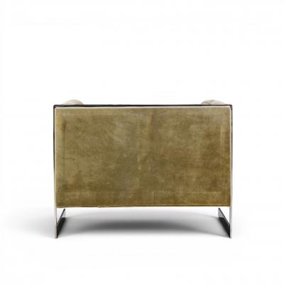 Milo Baughman Milo Baughman for Thayer Coggin Cantilever Steel Tufted Lounge Chairs Pair