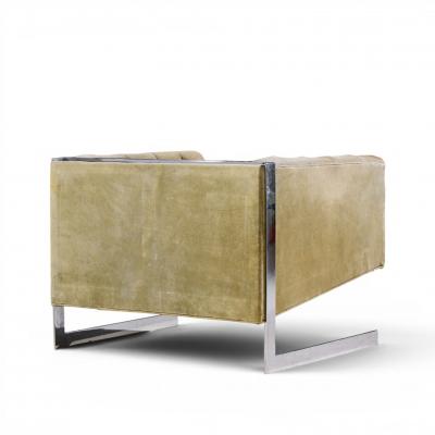 Milo Baughman Milo Baughman for Thayer Coggin Cantilever Steel Tufted Lounge Chairs Pair