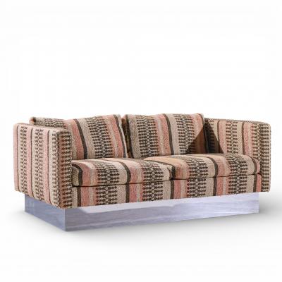 Milo Baughman Milo Baughman for Thayer Coggin Chrome Settee Loveseat Sofas Pair