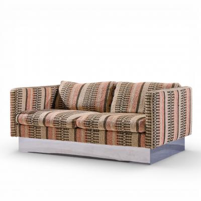 Milo Baughman Milo Baughman for Thayer Coggin Chrome Settee Loveseat Sofas Pair