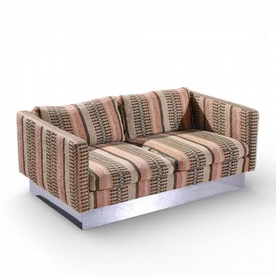Milo Baughman Milo Baughman for Thayer Coggin Chrome Settee Loveseat Sofas Pair