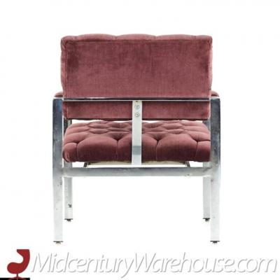 Milo Baughman Milo Baughman for Thayer Coggin Chrome Tufted Arm Chairs Pair