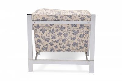 Milo Baughman Milo Baughman for Thayer Coggin Chrome and Floral Fabric Flat Bar Armchairs