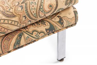 Milo Baughman Milo Baughman for Thayer Coggin Chrome and Paisley Fabric Flat Bar Armchairs