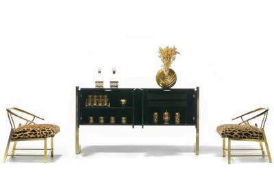 Milo Baughman Milo Baughman for Thayer Coggin Lacquer and Brass Credenza