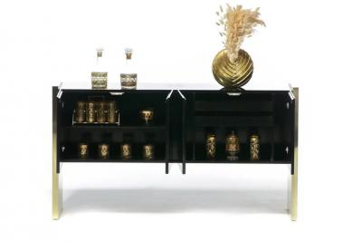 Milo Baughman Milo Baughman for Thayer Coggin Lacquer and Brass Credenza