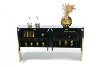 Milo Baughman Milo Baughman for Thayer Coggin Lacquer and Brass Credenza