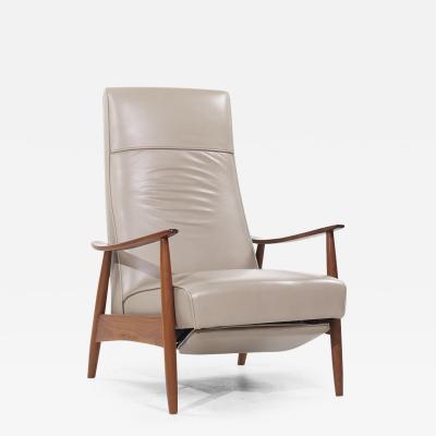 Milo Baughman Milo Baughman for Thayer Coggin MCM Leather and Walnut Lounge Chair Recliner