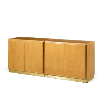 Milo Baughman Milo Baughman for Thayer Coggin Mid Century Birdseye Maple and Brass Credenza