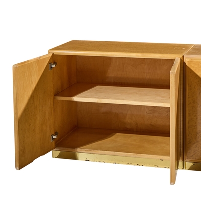 Milo Baughman Milo Baughman for Thayer Coggin Mid Century Birdseye Maple and Brass Credenza