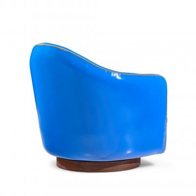 Milo Baughman Milo Baughman for Thayer Coggin Mid Century Blue Swivel Tilt Lounge Chair Pair