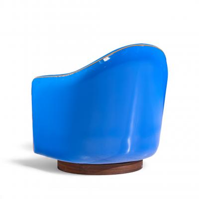 Milo Baughman Milo Baughman for Thayer Coggin Mid Century Blue Swivel Tilt Lounge Chair Pair