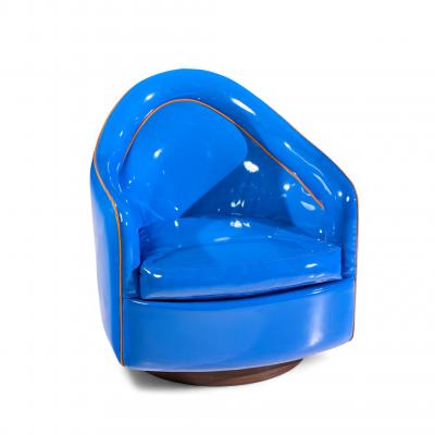 Milo Baughman Milo Baughman for Thayer Coggin Mid Century Blue Swivel Tilt Lounge Chair Pair