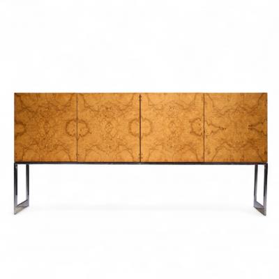 Milo Baughman Milo Baughman for Thayer Coggin Mid Century Burlwood and Chrome Credenza