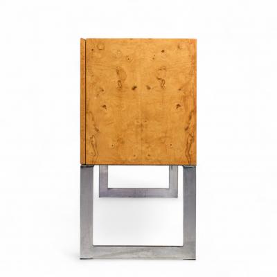 Milo Baughman Milo Baughman for Thayer Coggin Mid Century Burlwood and Chrome Credenza