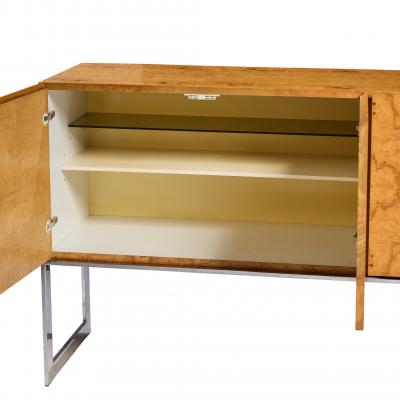 Milo Baughman Milo Baughman for Thayer Coggin Mid Century Burlwood and Chrome Credenza