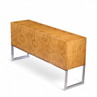 Milo Baughman Milo Baughman for Thayer Coggin Mid Century Burlwood and Chrome Credenza
