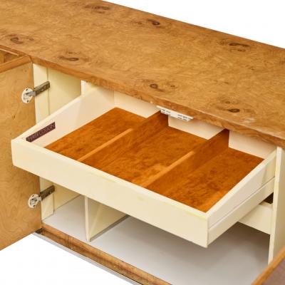 Milo Baughman Milo Baughman for Thayer Coggin Mid Century Burlwood and Chrome Credenza