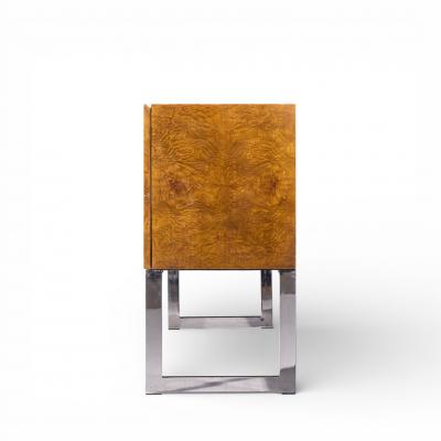 Milo Baughman Milo Baughman for Thayer Coggin Mid Century Burlwood and Chrome Credenza