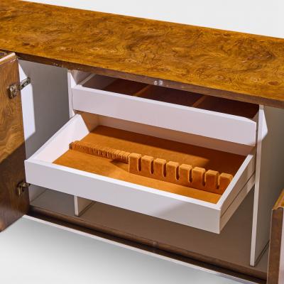 Milo Baughman Milo Baughman for Thayer Coggin Mid Century Burlwood and Chrome Credenza