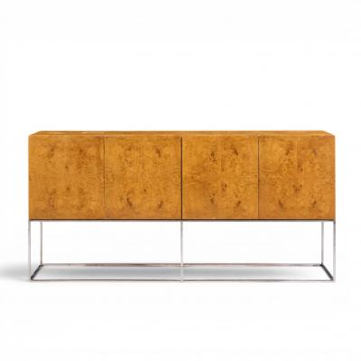 Milo Baughman Milo Baughman for Thayer Coggin Mid Century Burlwood and Chrome Credenza