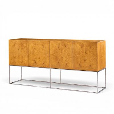 Milo Baughman Milo Baughman for Thayer Coggin Mid Century Burlwood and Chrome Credenza