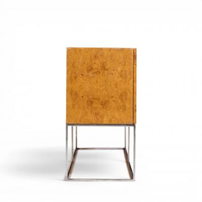 Milo Baughman Milo Baughman for Thayer Coggin Mid Century Burlwood and Chrome Credenza