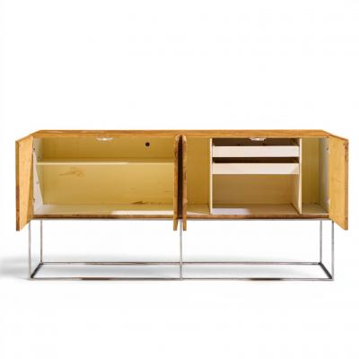 Milo Baughman Milo Baughman for Thayer Coggin Mid Century Burlwood and Chrome Credenza