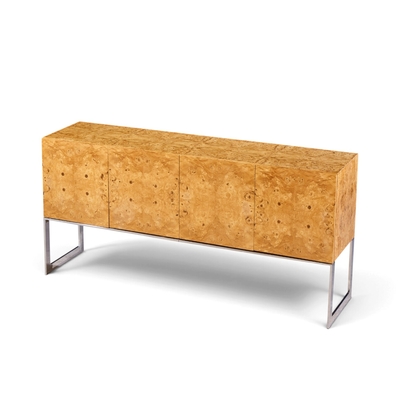 Milo Baughman Milo Baughman for Thayer Coggin Mid Century Burlwood and Chrome Credenza