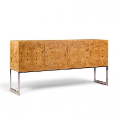 Milo Baughman Milo Baughman for Thayer Coggin Mid Century Burlwood and Chrome Credenza