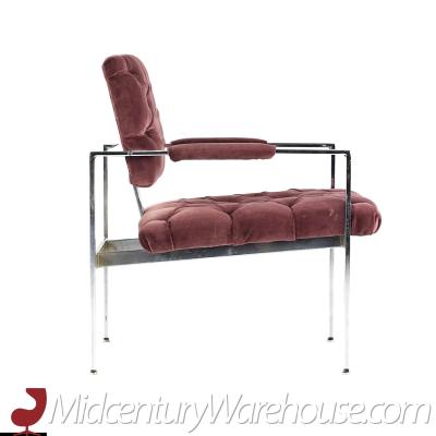 Milo Baughman Milo Baughman for Thayer Coggin Mid Century Chrome Tufted Arm Chairs Pair