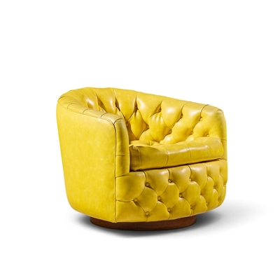 Milo Baughman Milo Baughman for Thayer Coggin Mid Century Tufted Swivel Lounge Chairs Pair