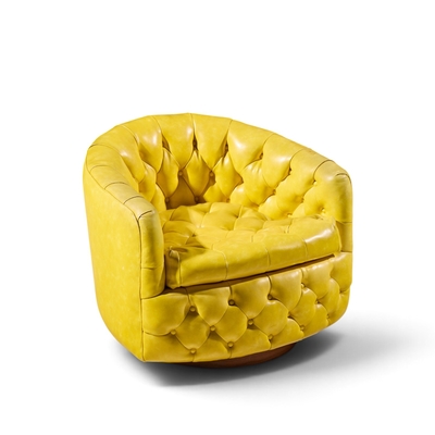 Milo Baughman Milo Baughman for Thayer Coggin Mid Century Tufted Swivel Lounge Chairs Pair
