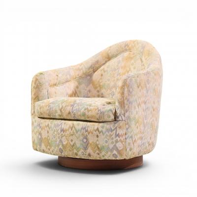 Milo Baughman Milo Baughman for Thayer Coggin Mid Century Walnut Base Swivel Lounge Chair