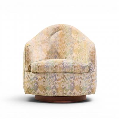 Milo Baughman Milo Baughman for Thayer Coggin Mid Century Walnut Base Swivel Lounge Chair