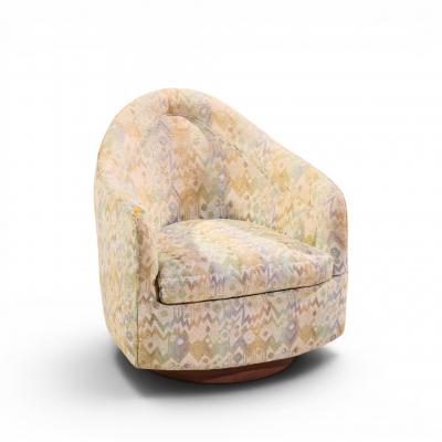 Milo Baughman Milo Baughman for Thayer Coggin Mid Century Walnut Base Swivel Lounge Chair