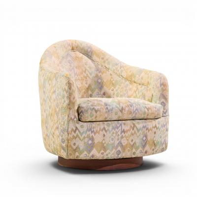 Milo Baughman Milo Baughman for Thayer Coggin Mid Century Walnut Base Swivel Lounge Chair