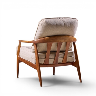 Milo Baughman Milo Baughman for Thayer Coggin Mid Century Walnut Lounge Chairs Pair