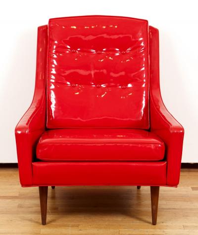 Milo Baughman Milo Baughman for Thayer Coggin Red Vinyl Lounge Chair