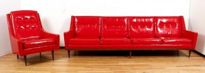 Milo Baughman Milo Baughman for Thayer Coggin Red Vinyl Lounge Chair