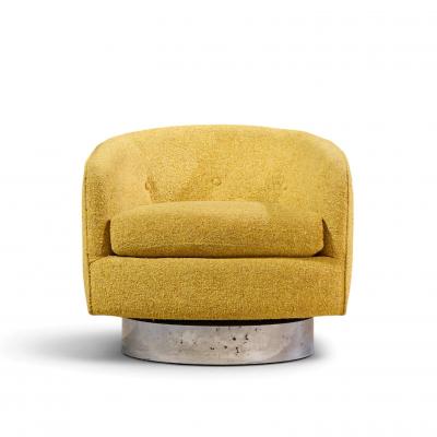 Milo Baughman Milo Baughman for Thayer Coggin Roxy Chrome Barrel Swivel Lounge Chairs Pair