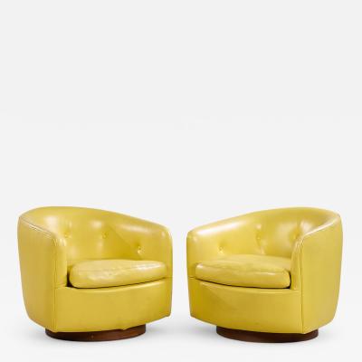 Milo Baughman Milo Baughman for Thayer Coggin Roxy Walnut Swivel Tilt Lounge Chairs Pair